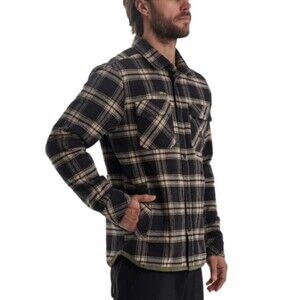 Roark Backwoods Overshirt S Plaid Quilted Lined Jacket RJ289 Black Tan Cotton